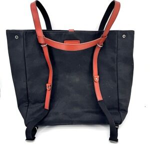 ARCH Black Canvas  Bag Size Large Brown Leather Trim Tote Backpack